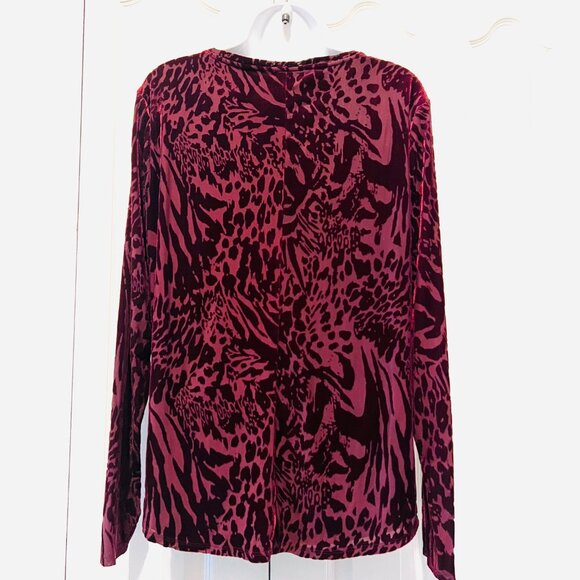 Simply Vera Vera Wang Women's Long Sleeve Burnout Velvet Lined Blouse-Large - Picture 9 of 13